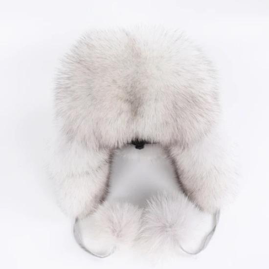 On Sale Real Fox Fur Women's Russian Ushanka Aviator Trapper Snow Skiing Hats Caps Earflap Winter Ladies Fox Fur Bomber Hat