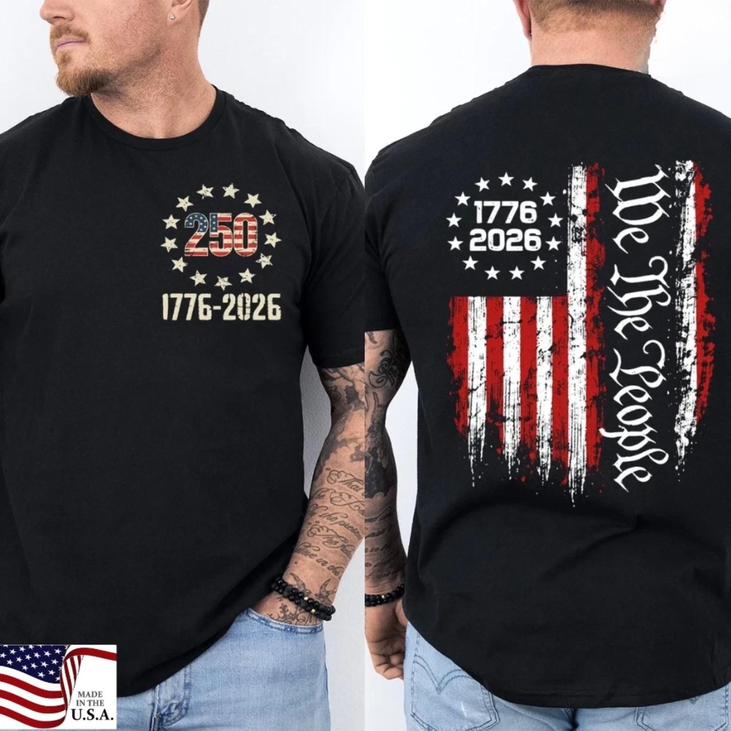 America 250 Patriotic Flag 250th Anniversary Graphic Tee S