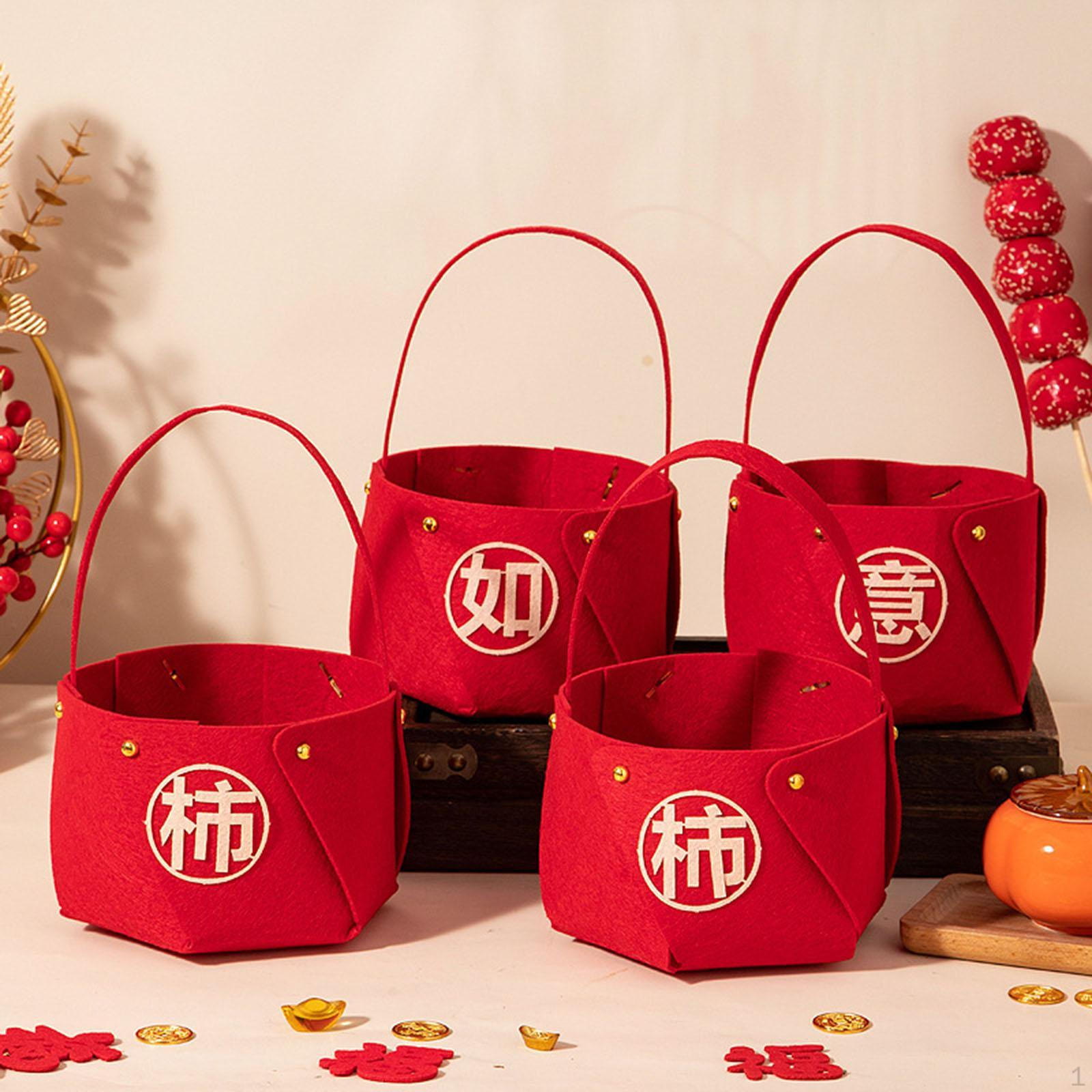 

4 шт. Китайские годовые корзины с фруктами Lucky Tube портативная красная ручная корзина для Style D