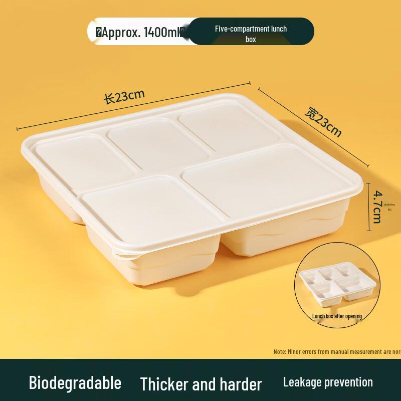 

Biodegradable 5-Compartment Meal Prep Boxes