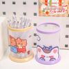 Cartoon Round Folding Pen Holder - Creative Desk Storage for Students & Offices