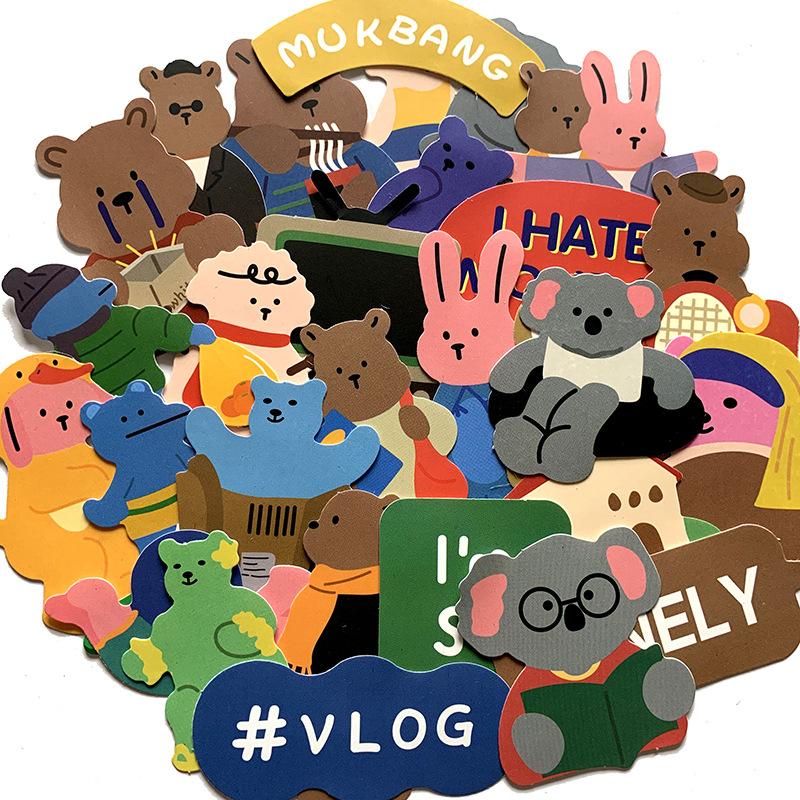 

Два корейских INS ветер симпатичный медведь мультфильм наклейки декоративный автомобиль мобильный телефон планшет тупой фильм DIY наклейки