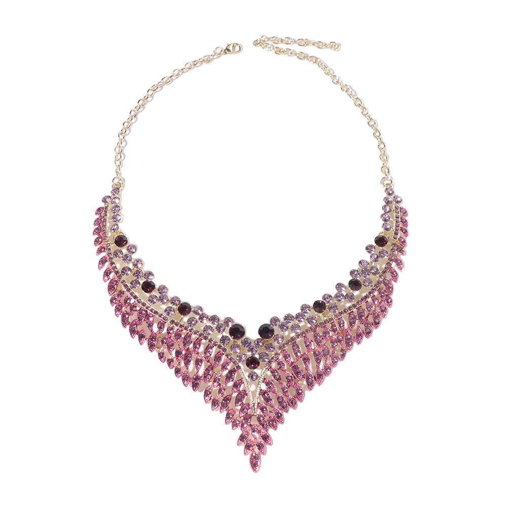 3Pcs Purple Necklace Earring Set Water Drop Shape Crystal Jewelry Set  Gifts
