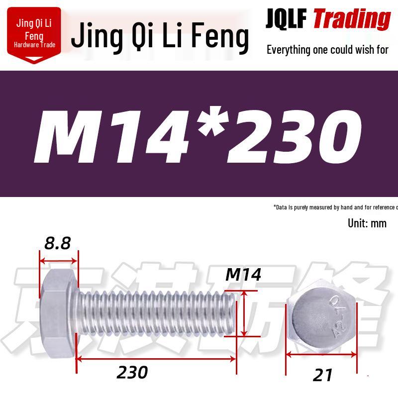 201 Stainless Steel Hex Head Full Thread Bolt: Wear & Corrosion Resistant, M4-M14 for Aerospace Machinery