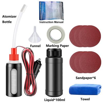 Kit de Restauração de Faróis, Kit de Limpeza e Polimento de Faróis de Carro com Líquido de Revestimento, Lixas, Frasco Atomizador,