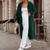 Women's Fashionable Casual Long Cardigan With Long Sleeves In Solid Color