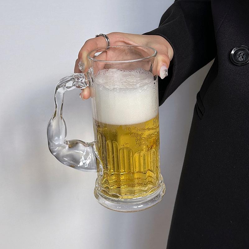 Hercules Beker Matglas met Handvat Glas Grote Capaciteit Transparante Sapbeker Niche Hoge Uitstraling Huis Creatief Bierglas