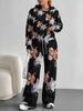 European and American Autumn and Winter Casual Long-sleeved Suit Women's Hooded Sweater Trousers Two-piece Set Retro Elements