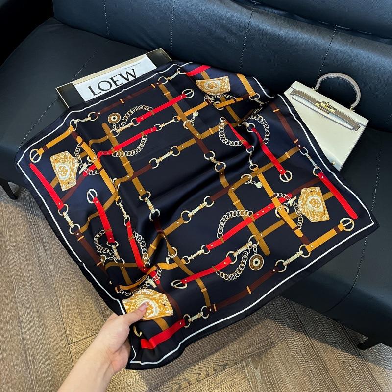 New silk scarf women's fashion versatile high-end small square scarf Korean version neck protection scarf spring and autumn retro scarf binding bag