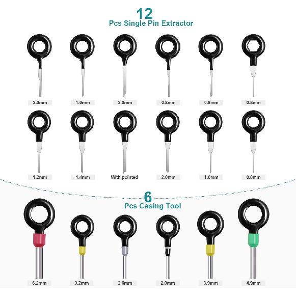 MENKEY Terminal Removal Tool Kit For Car, 39 Pieces Wire Connector Pin Release Key Extractor Tools Set For Most Connector Terminal