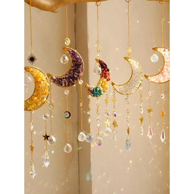Crystal Sun Catcher Prism Wind Chimes Rainbow Maker Light Catcher Wall Hanging Decor Moon Catchers Room Decors Aesthetic Gifts