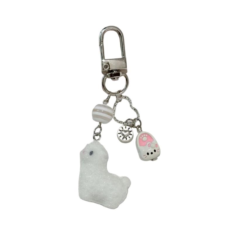 Cute Alpacas Keychain Sturdy Resin Design Lightweight Waterproof Decorative Accessory for Keys Bags