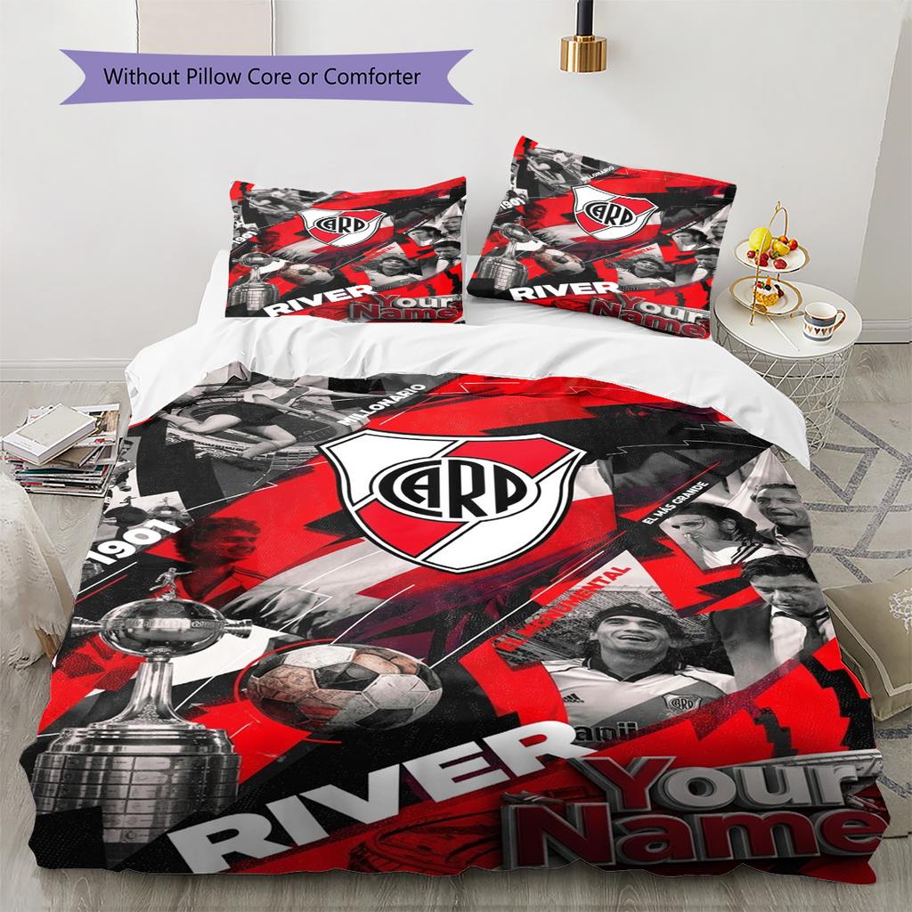 Name Custom River Plate Pattern Bedding Set Quilt Cover Pillowcase Home Decor Gift (1 * duvet cover + 2 * pillowcase, without core)