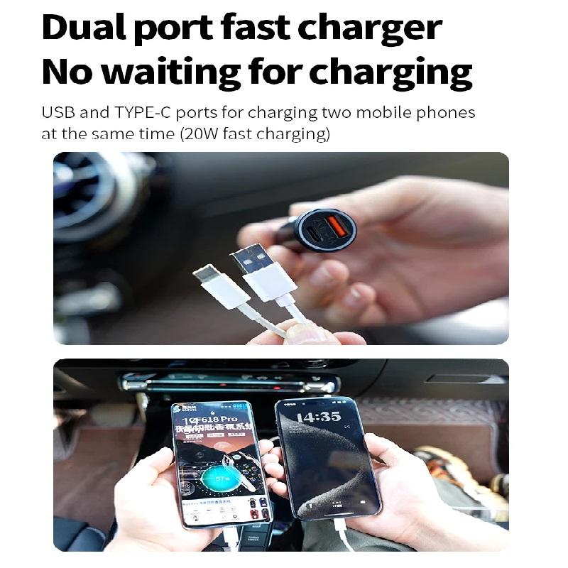 Mini rastreador e carregador de carro 2 em 1, dupla finalidade, encontre meu rastreamento em tempo real, anti-roubo e anti-perda, localizador GPS