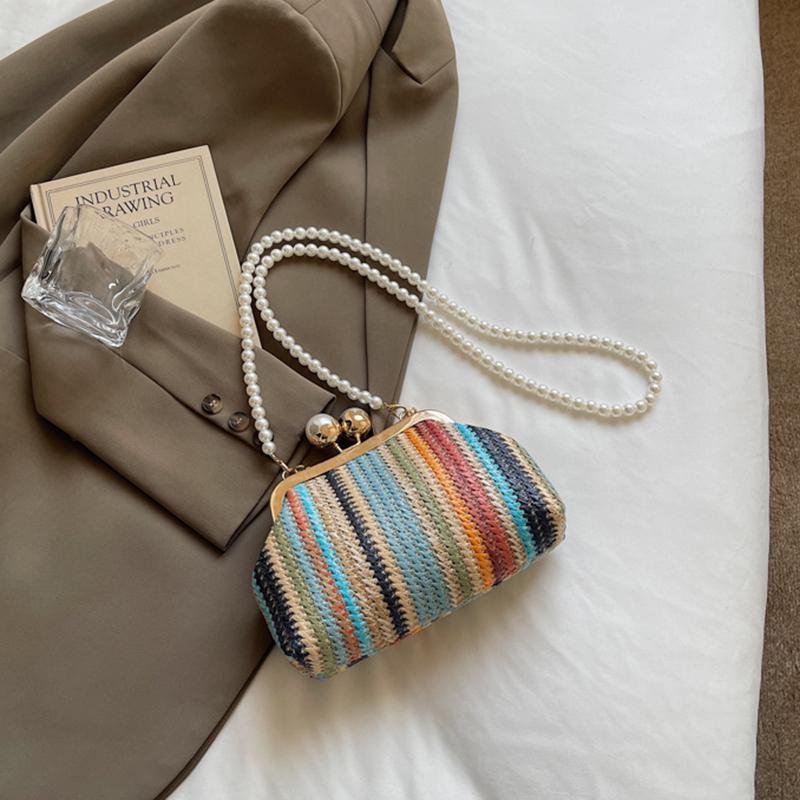 Summer Woven Straw Tote Bag Casual Beach Vacation Women Shoulder Bags Large Capacity Female Handbag KTB