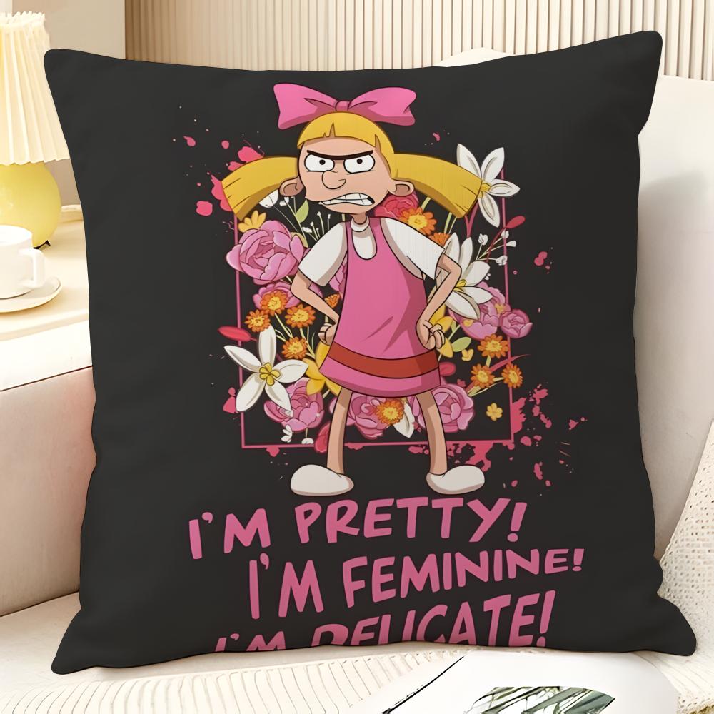 Federa per Cuscino Cartone Animato Anime H-Hey Arnolds 2 Lino Naturale Tessuto Biologico Stampa Double-Sided Divano Decorazione Casa Regalo Federa per Cuscino