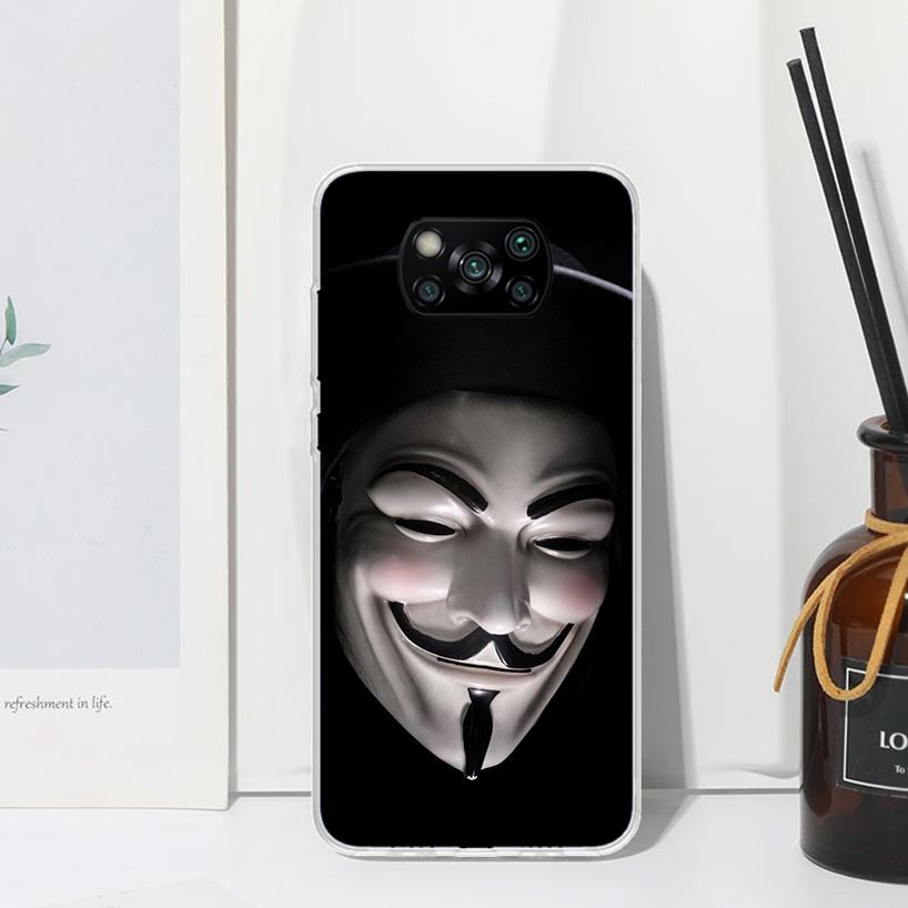 Anonymous V Mask Phone Case For Xiaomi Poco X7 X6 X5 M7 M8 Pro F7 Ultra Redmi 15C 15 13C 13 12C 12 10 10C 10A Art Fundas Poco X7