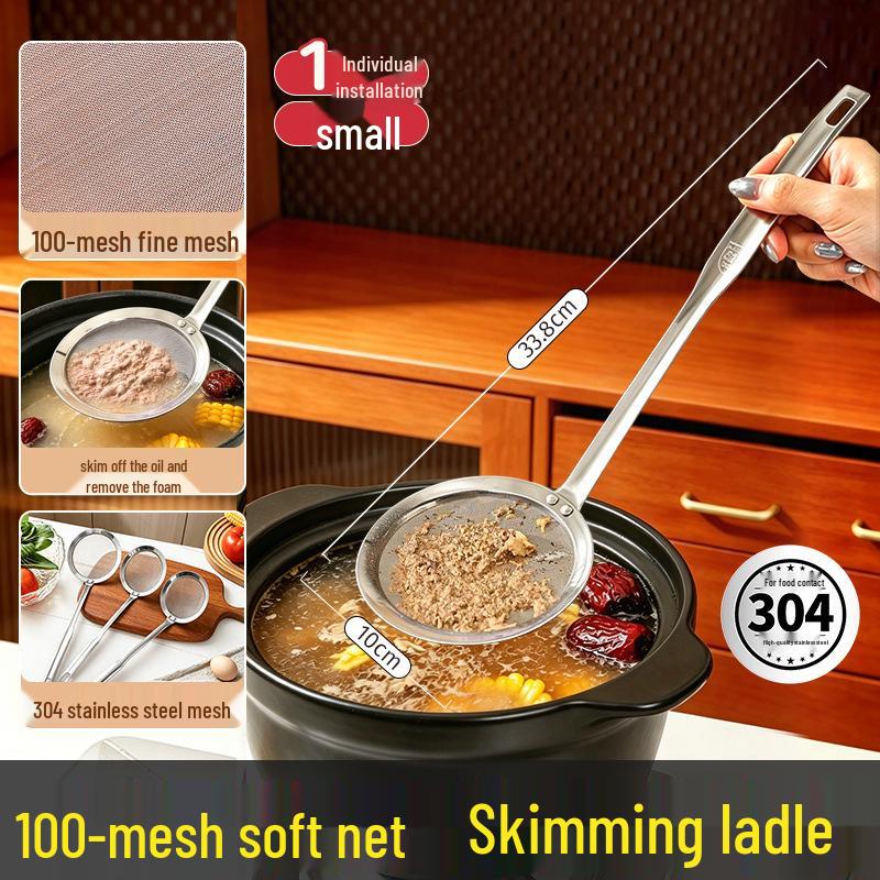 304 Stainless Steel Ultra-Fine Mesh Skimming Spoon for Oil and Foam