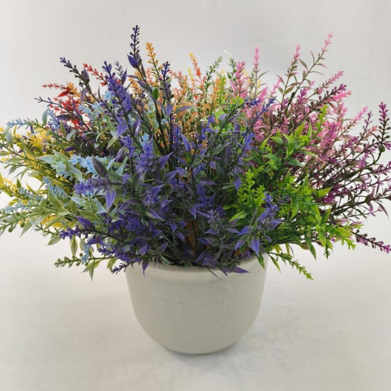 Lifelike Artificial Lavender Fake Flower Safe BPA-free Plastic Faux Plant 34cm 1Pcs for Wedding Home Coffee Table Decor