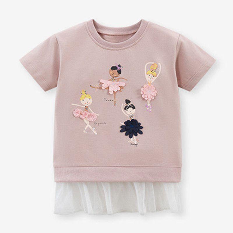 Girls' Pure Cotton Mid-Length Short-Sleeved T-Shirt Dress, New Summer Thin Children's Pink Stylish Round-Neck Top 8