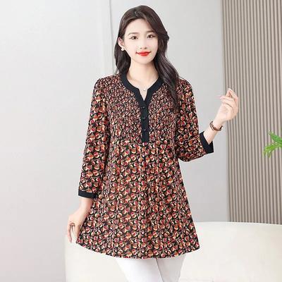 Mid-sleeve Floral Light Luxury Pullover Popular Simple Thin Style Noble Young Mother Dress