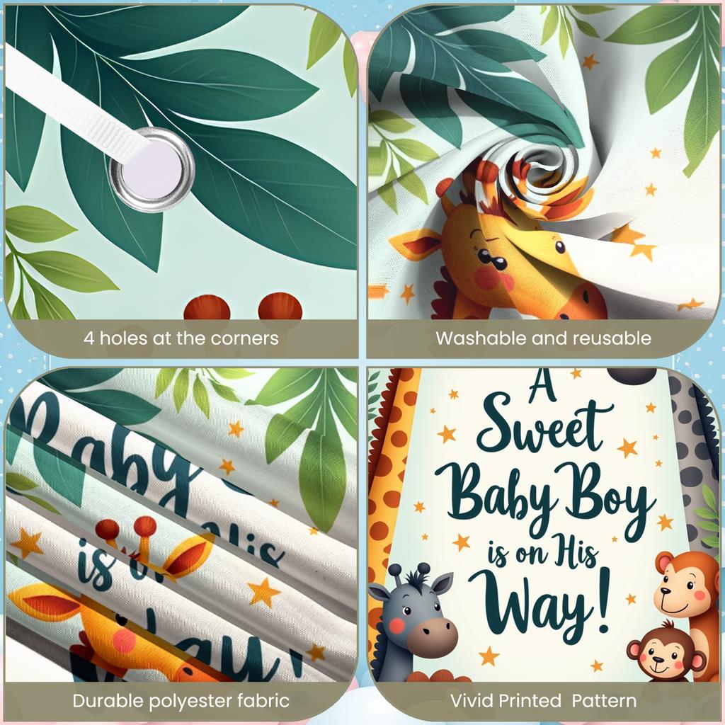 Welcome Baby Banner Animal Characters Cute Baby Banner Newborn Celebration Banner Cartoon Design Baby Event Decor For Welcome