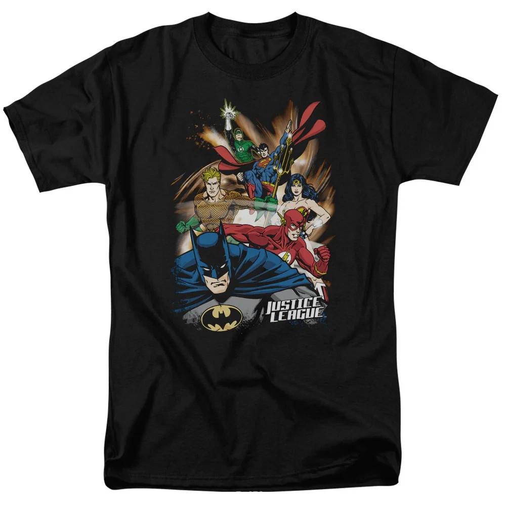 DC Comics Justice League Starburst Black T-shirt Size S-5XL S