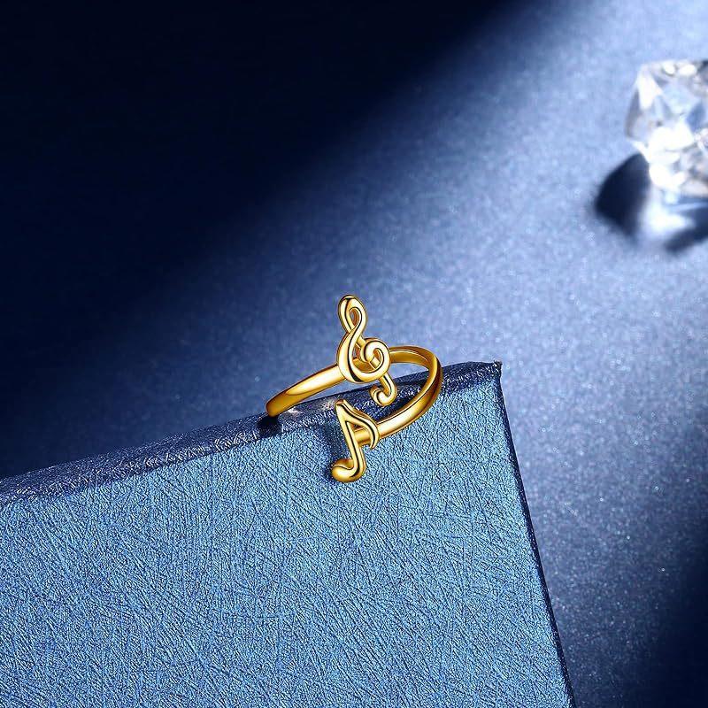 Personalized Fashionable and Versatile Musical Note Music Notebook Enthusiast Adjustable Finger Ring Finger Ring for Men