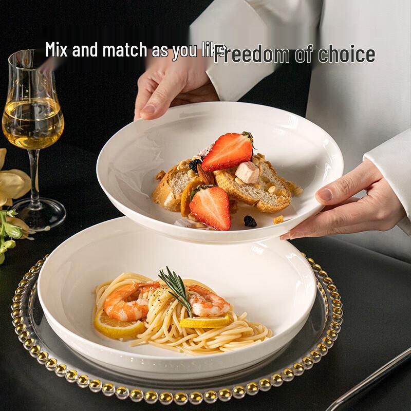 Yilan 9-inch White Ceramic Dinner Plate Set