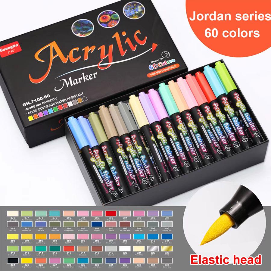 12/24/36/48/60 Color Soft Tip Acrylic Pen Water-based Paint Marker Pen DIY Hand-paint Graffiti Account Painting Marke Stationery
