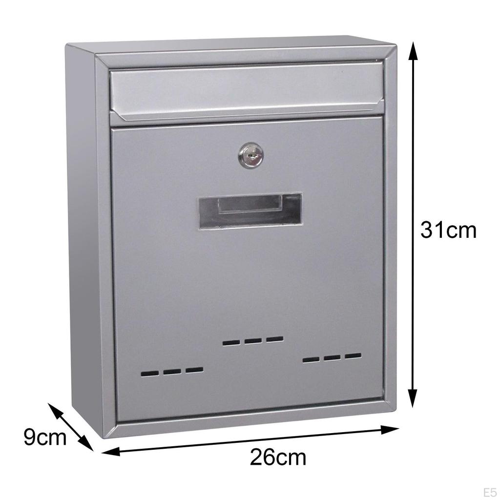 Large Wall Mount Mailbox, Lockable, Box, Capacity, Mail Box Letterbox Postbox for Door Home