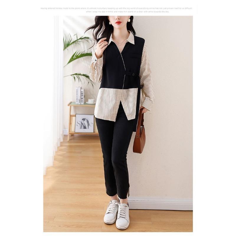 Übergröße Shirt Damen Langarm Frühling und Herbst Neues Nischen Design Top