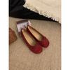Candy Bow Light Mouth Suede Round Head Ballet Shoes Women's Soft Flat Bottom One Pedal Mary Jane Single Shoes