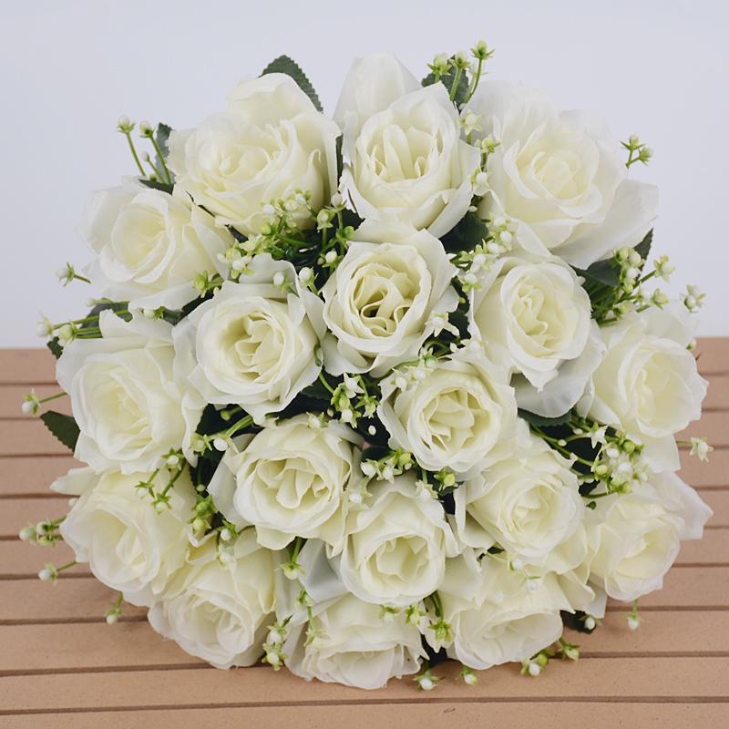 Bestseller 18-teiliges handgefertigtes weiches Seiden-Künstrosen-Bouquet Moderne langlebige Hochzeits-Heimdekoration Valentinstag Fabrik