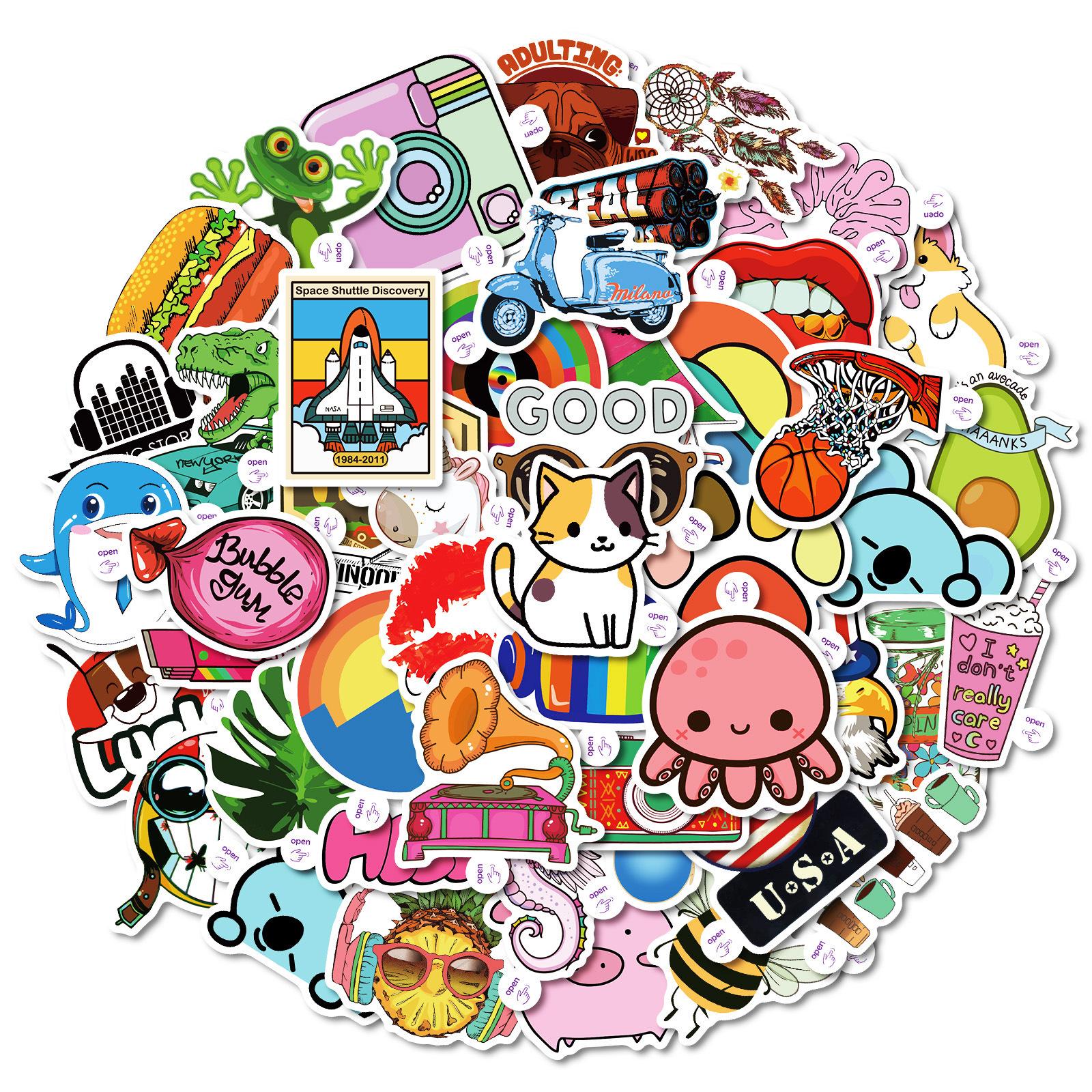 

50 Креативных Легко Отрываемых Наклеек-Граффити с Маленькими Ушками, Декоративные Креативные Наклейки для Ручного Учета