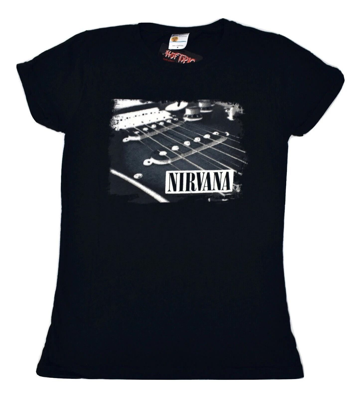 Hot Topic Для подростков Nirvana Принт с гитарой Гранж Рок Струны гитары Рубашка Новая с биркой S S