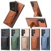 Soporte Plegable Ranura para Tarjetas Billetera Funda de Fibra de Carbono Para Samsung Galaxy S24 Ultra S23 S22 Plus S21 FE A15 A55 A35 Bolsa Vertical
