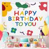 Happy Birthday Hanging Cloth Background Cloth Cute Cartoon Children'S Party Arrangement Decorative Wall Cloth Same Style