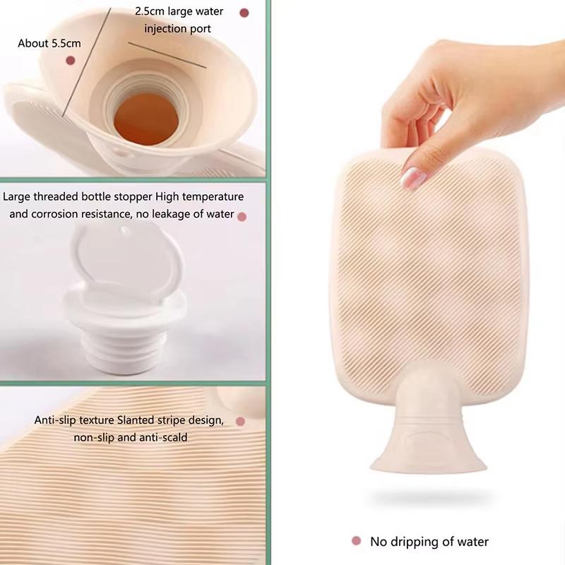 Explosion-Proof Hot Water Bottle with Plush Cloth Cover Belt Winter Hand Foot Abdomen Warmer Reusable Hot Water Bag Pouch