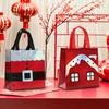 6/12PCS Non-woven Waterproof Retail Bags Red Gift Tote Bag Reusable Santa Claus & House Merry Christmas Mall Shopping Bags