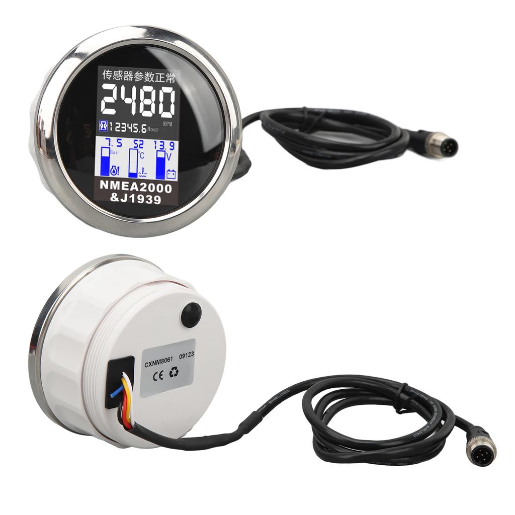 85MM Bootsdrehzahlmesser für NMEA2000 J1939 Protokoll DC9 bis 32V Wassertemperatur Öldruck Spannungsanzeige für Wohnmobil Yacht Auto