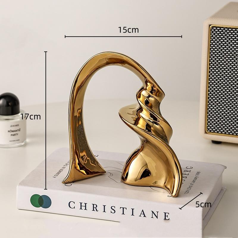 Ceramic Crafts Abstract Twisted Silver Ornaments Twist The Ribbon Arch Decorative Figurines Home Decoration Accessories
