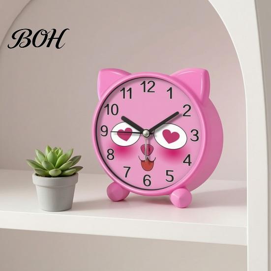 Battery Powered Clock Cartoon Animal Alarm for Students, Non-Ticking Quiet Movement Non Ticking Bedroom Clock, Operated Desk Home