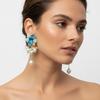 Ladies' Light Luxury Floral Tassel Long Earrings