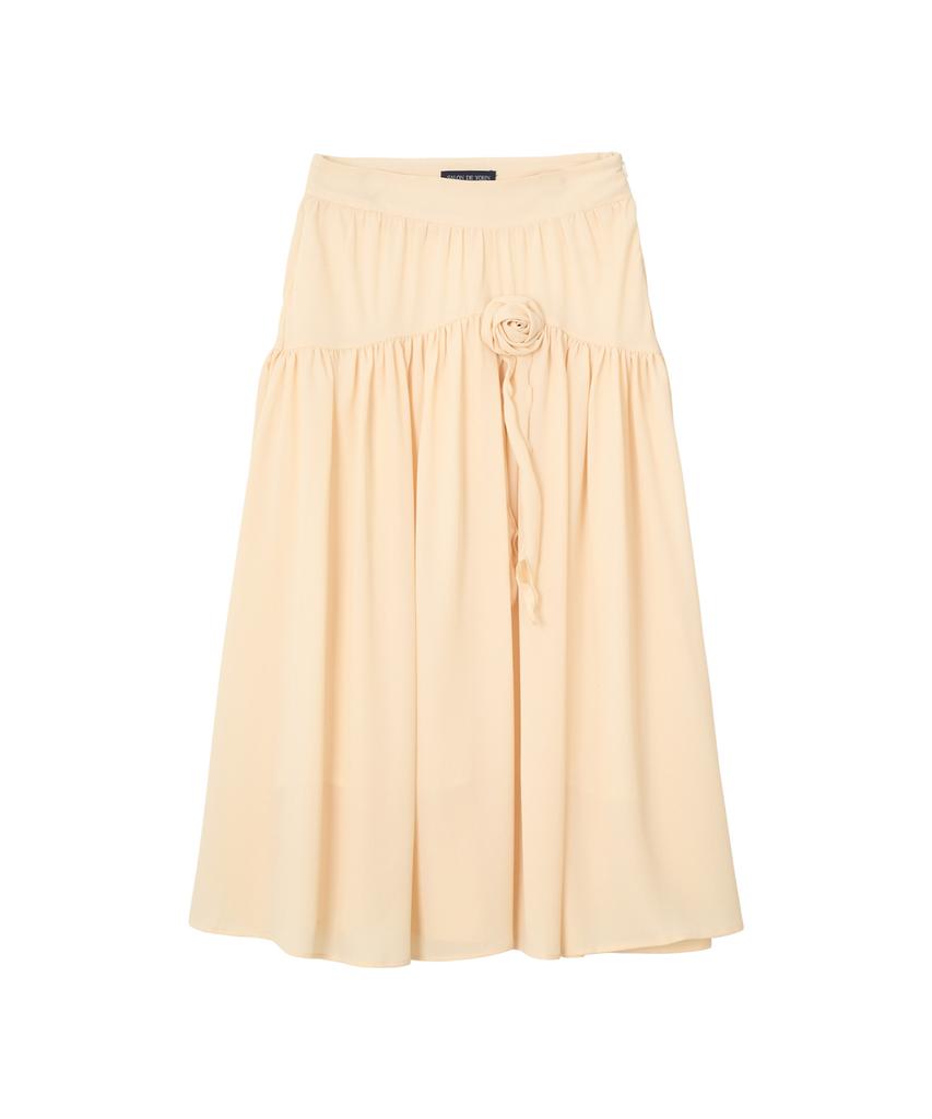Salon De Yon Corsage Point Shirring Skirt_ Ivory