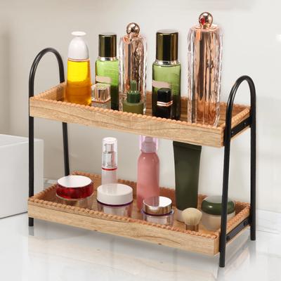2 Tier Bathroom Countertop Storage Rack Kitchen Sink Washbasin Vanity Organizer for Cosmetic Skincare Perfume Shelf