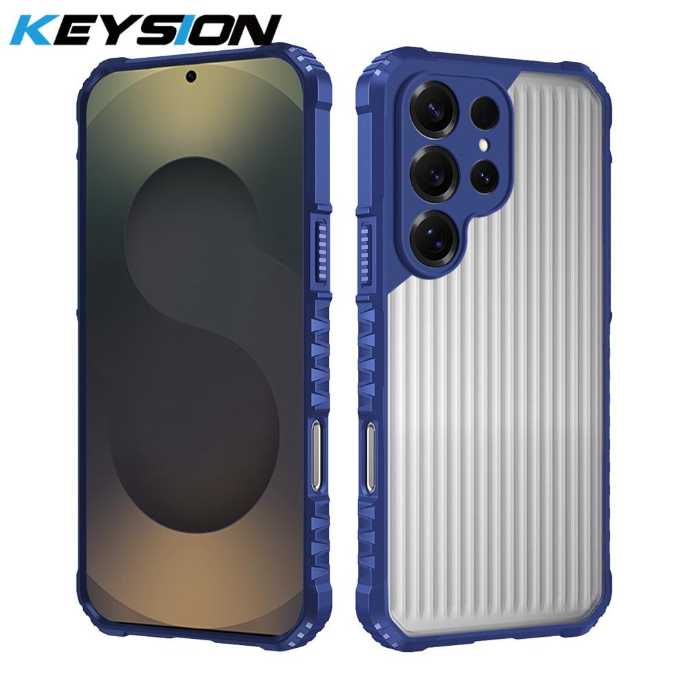 KEYSION Wytrzymałe, odporne na wstrząsy etui na telefon Samsung S23 S24 S25 Ultra Silikon+PC Półprzezroczysta matowa osłona dla Galaxy S25 S21 FE