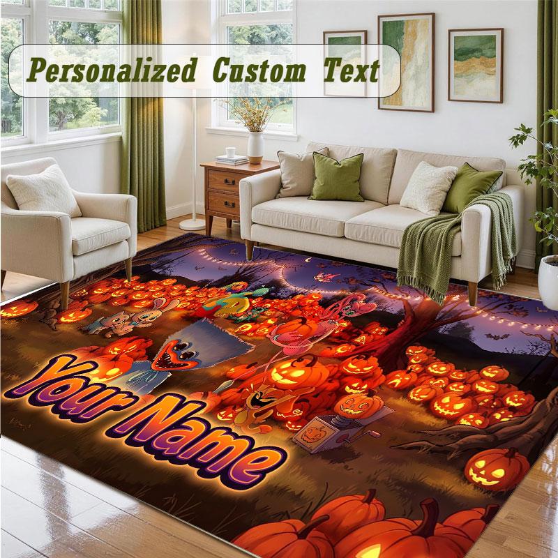 Crystal Velvet Square Rug Custom NamePoppy Playtime Pattern Non Slip Home Floor Decor Rug
