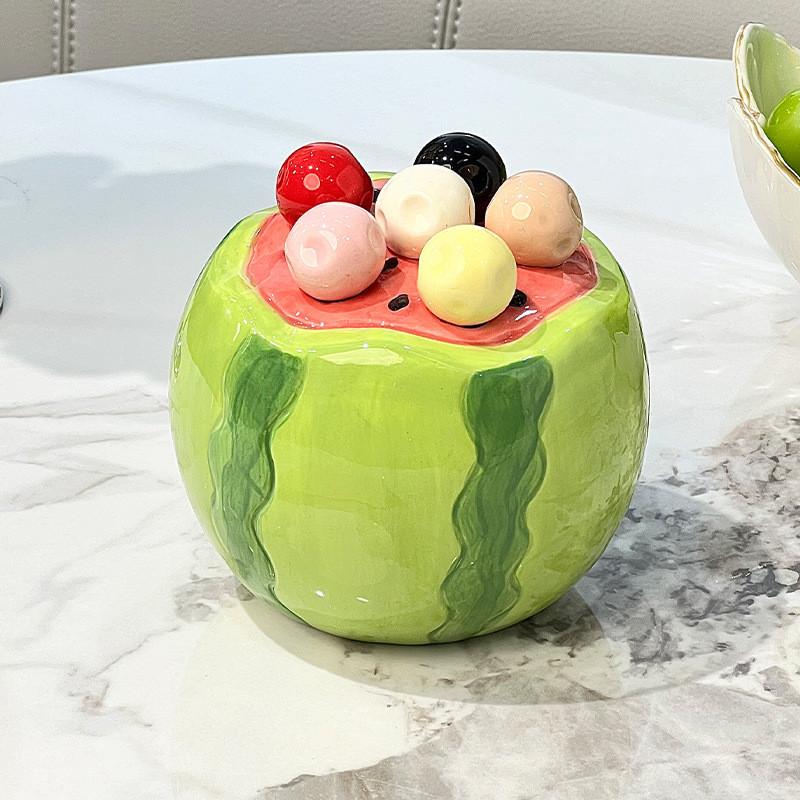 Watermelon Fruit Storage Container With Six Stainless Steel Forks For Children Gift