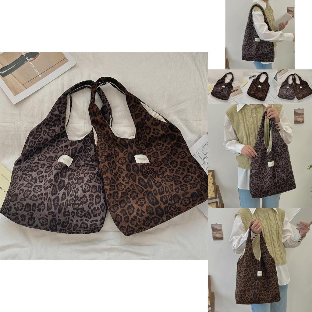 Stylish Large Capacity Suede Leopard Print Tote Bag For Women Versatile Bag Design